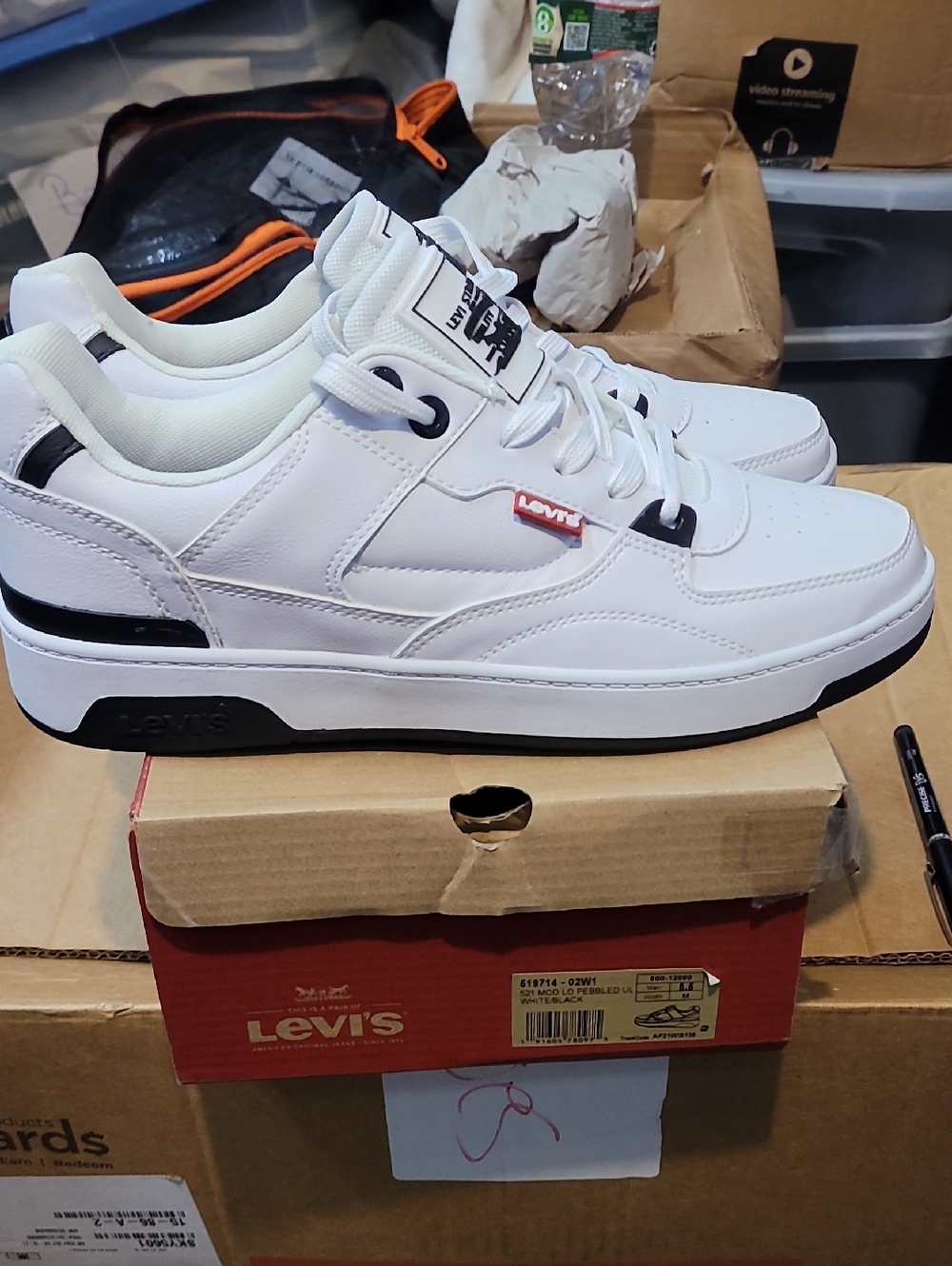 Levi's Men's White Sneakers with Black Accents. Size8.5